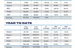 New car market, November 2025, fuel type and year to date